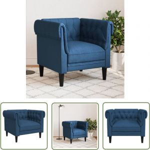 The Living Store - Fauteuil Chesterfield bleu tissu - Fauteuil Chesterfield - Canapé Bleu - Meuble Salon - Fauteuils Confortables - Décoration