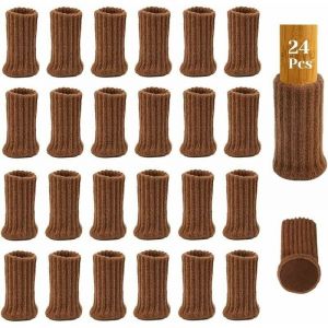 Start - Chaussettes pour jambes de chaise 24pcs avec coussinets en feutre, chaussons de meubles tricotés à haute élasticité avec double couche,