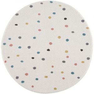 Imagine - Tapis Rond pour chambre d'enfant Crème motifs Terrazzo (120x120cm)