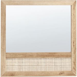 Beliani - Miroir Décoratif Moderne 60 x 60 cm Carré Cadre en Panneaux de Particules avec Rotin en Bois Clair Rosell