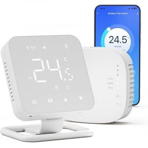 Thermostat Intelligent pour chaudi&egrave;re &agrave; gaz et Chauffage au Sol par Eau, Thermostat sans Fil Tuya &agrave; &eacute;cran Tactile pour Chauffage Central, Compatible