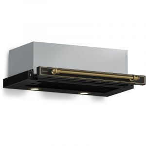 Klarstein Victoria Hotte Aspirante, 60cm Hotte à Tiroir Rétro, 358 m³/h, Classe A++, LED, 2 Filtres à Charbon, Façade Extensible, Silencieuse, Hotte