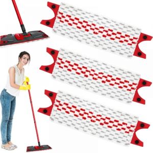 Lot de 3 recharges Vileda UltraMax - Balai microfibre absorbant 2 en 1 pour sols et taches, rouge-gris.
