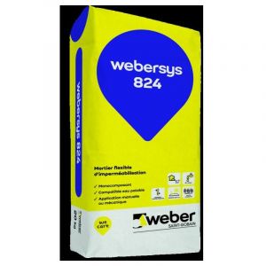 Weber Saint Gobain - Enduit mince d'imperméabilisation 20kg, des parties enterrées de bâtiment en intérieur et extérieur, Webersys 824, weber