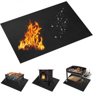 Noir,Tapis Ignifuge 122 x 76 cm Tapis de Protection Thermique Tapis Anti Feu R&eacute;sistant &agrave; la Chaleur jusqu'&agrave; 1093 &deg;C pour Chemin&eacute;e, Cuisine, Feu, Sol,