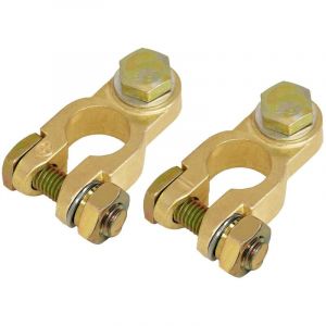 Shining House - A0066-4-1 Lot de 2 Cosse Batterie 12v 24v Cosse Batterie Voiture M8 Connecteur Batterie Cosses de Batterie + plus - moins Cosses