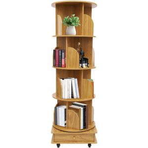 &Eacute;tag&egrave;re tournante en bois massif, biblioth&egrave;que pivotante &agrave; 360&deg;, &eacute;tag&egrave;re &eacute;troite avec tiroirs, &eacute;tag&egrave;re tournante pour bureau &agrave; domicile, salle d'&eacute;tude