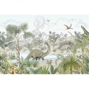 Lumal&eacute;a - Papier peint panoramique Enfants - Dinosaures - 260 cm x 173 cm