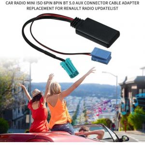 Zoternen Adaptateur de c&acirc;ble auxiliaire pour autoradio Mini ISO 6 broches 8 broches BT 5.0 pour Renault (mise &agrave; jour)