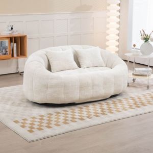 Pouf poire confortable avec 2 coussins Lazy Canap&eacute; 2 Places 150 &times; 95 &times; 63 cm pour salon,chambre - Chenille Beige