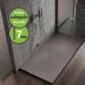Poalgi - Receveur de douche extraplat Hos's, marron tundra, 90x90 cm, bac forme squaree extra plat, composition résine 75% de charge minérale et