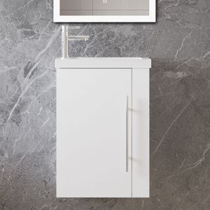 Ocean Meuble de salle de bain blanc, 40 x 23 x 60 cm, meuble sous vasque, avec lavabo, porte simple, suspendu