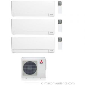 Climatiseur Trial Split R&eacute;versible Mitsubishi Electric A++ 9000 + 12000 + 12000 BTU Inverter Wi-Fi (MXZ-3F54VF + MSZ-AY25VGKP + MSZ-AY35VGKP +