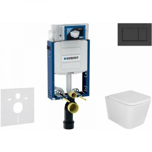 Kombifix - Set de bâti-support, cuvette Arkas et abattant softclose, plaque de déclenchement Sigma30, Noir mat/noir SANI15CA5102 - Geberit