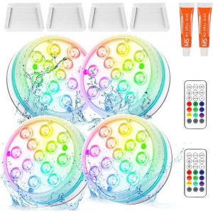 Lumière de Piscine LED Submersible avec Télécommande Éclairage Etanche Lampes IP68 Étanche Lumières Sous-marines Pour Aquariums, Baignoire, Étangs