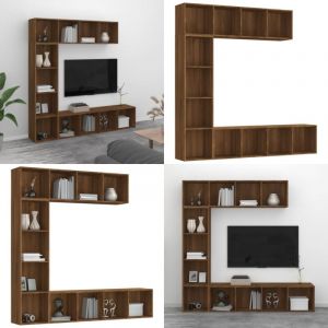 Vidaxl - Ensemble biblioth&egrave;que/meuble tv 3 pcs Ch&ecirc;ne marron 180x30x180cm - Biblioth&egrave;que Murale - Biblioth&egrave;que Moderne - Meuble Tv - Rangement Mural