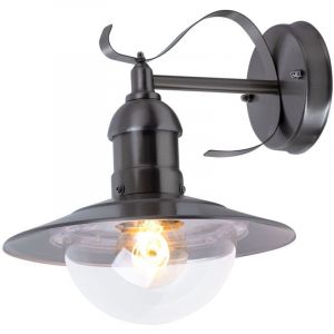 Lampe d'extérieur en acier inoxydable applique extérieure E27 lampe de patio extérieur applique murale argent, plastique, 1x douille E27, L x H x P