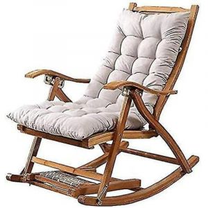 Fauteuil &agrave; bascule inclinable et pliant &ndash; Coussin en coton et peluche &ndash; Chaise pliante en bois &ndash; Confort optimal pour int&eacute;rieur et ext&eacute;rieur