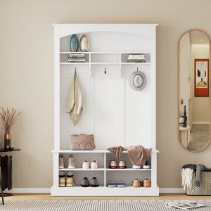 Ensemble de meubles d'entrée 190 cm,3 en 1 Vestiaire d'entrée avec banc à chaussures multifonctionnel,Rangement pratique,Blanc