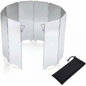 Dpzo - Wind Protection Réchaud à gaz pliable en aluminium Protection contre le vent Réchaud de camping avec 10 lattes en aluminium, Pare-vent pour