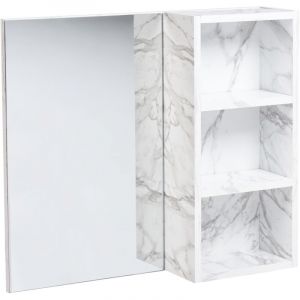 Beliani - Meuble de salle de Bains avec Armoire à Glace Effet Marbre Blanc Joinville