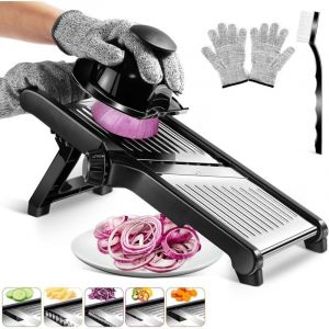 Trancheuse &agrave; l&eacute;gumes r&eacute;glable en acier inoxydable, trancheuse de cuisine professionnelle, manuelle multifonctionnelle avec lames tranchantes pour