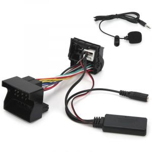 Adaptateur Bluetooth AUX-IN, 12Pin DC12V C&acirc;ble Bluetooth AUX-IN Adaptateur Audio St&eacute;r&eacute;o avec Microphone pour Peugeot 207 307 407 308