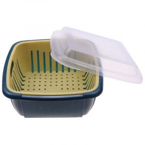 Colonne de cuisine double couche 2 en 1 avec bol filtre amovible, pour &eacute;vier traversant et rangement