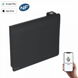 Radiateur &eacute;lectrique connect&eacute; 1500W double syst&egrave;me de chauffe horizontal Noir Cira