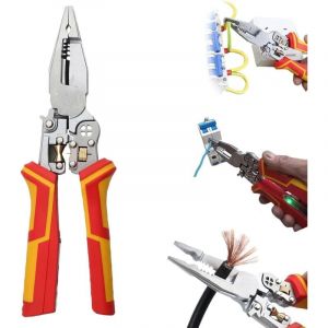 Pince à Dénuder Multifonction 9 en 1 avec Testeur de Tension,Pince à Dénuder 9 en 1,Multifunktions-Abisolierzange mit Strommessung,Pince Testeur de