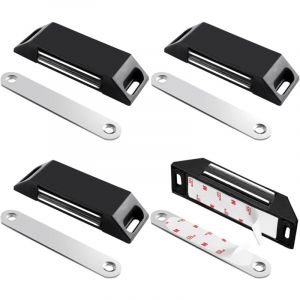 Aimant de Porte Placard Adhesif Lot de 4 Loquets Magnétiques de Porte sans Perçage pour Placard de Cuisine Aimant Fermeture Puissant pour Porte de