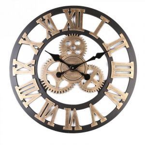 Rwoythk - ymyny Silencieux 3D Style européen rétro créatif Horloge Murale Industrielle engrenage Art personnalité Salon décoration Horloge 30cm