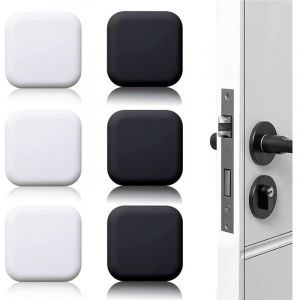 6 Pi&egrave;ces But&eacute;e de porte murale noire/blanche adh&eacute;sive 45mmx45mm Bloc porte Stop porte mural adhesif Butoir porte mural adhesif