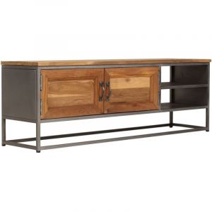 Torana - Meuble tv Teck recyclé et acier 120x30x40 cm