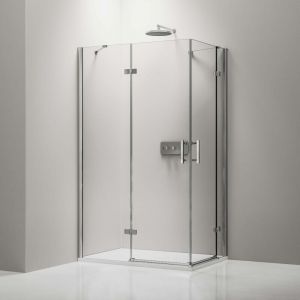 Cabine de douche d'angle en verre tremp&eacute; 8mm, Paroi de douche en coin avec 2 portes battantes, profil&eacute; Chrome - DX407 - Taille au choix - 120 cm, 120