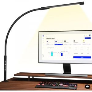 Lampe de Bureau LED, Lampe d'Architecte Protection des Yeux, Att&eacute;nuation et Temp&eacute;rature de Couleur R&eacute;glable, avec Fonction M&eacute;moire et Minuterie, 12W