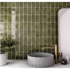 Baguette de finition pour Carrelage mural fa&iuml;ence effet zellige MANACOR Bullnose Pencil 20x3 cm bo&icirc;te de 0.09 ml / pas m2 Beige argile