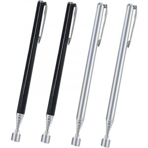 4 Pièces Tige Télescopique Aimantée,Portable Stylo Outil de Ramassage,Extensible à 53cm,Outils Télescopiques Magnétiques en Acier Inoxydable pour