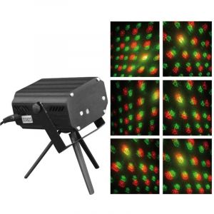 Projecteur Laser 6 Motifs Couleurs De No&euml;l Rouge Et Vert Usage Interne Distance 5 Mt