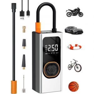 Compresseur &agrave; Air Portatif, 150 psi Gonfleur &Eacute;lectrique sans Fil Mini Compresseur Voiture avec Power Bank 4000mAh, &Eacute;cran lcd Num&eacute;rique & led pour