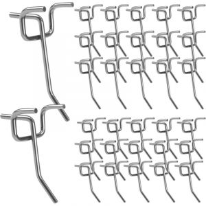 30 Pi&egrave;ces Crochets pour Panneau Perfor&eacute; en deux longueurs, crochet panneau perfor&eacute;, Crochet Support Affichage Mural Panneau Perfor&eacute;, Crochets Muraux