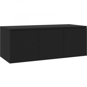 Helloshop26 - Meuble tv multimédia étagère télévision buffet téléviseur salle à manger salon chambre 80 x 34 x 30 cm bois d'ingénierie noir