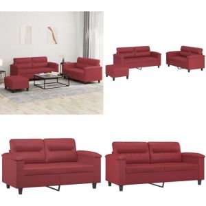 Ensemble de canapés 3 pcs et coussins Rouge bordeaux Similicuir - Canape - Ensemble De Canape - Meuble Salon - Simili Cuir - Rouge Bordeaux - Home &