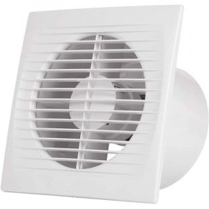 Ventilateur extracteur d&rsquo;air silencieux avec valve anti-retour + grille anti-moustique int&eacute;gr&eacute;e (180 m&sup3;/h, 15 W, 159 x 81 x 159 mm)