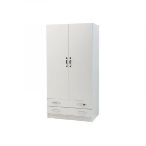 Armoire 2 portes avec tiroirs en Frêne Blanc Cm 91x52xH 210