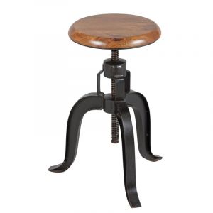 M&s - Tabouret à vis en bois et métal - atelier metal