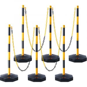 Vevor Poteau de Signalisation 6PCs Poteau de Delimitation sur Socle Remplissable Hauteur Reglable Cone de Signalisation Longue Chaine 2,4m pour