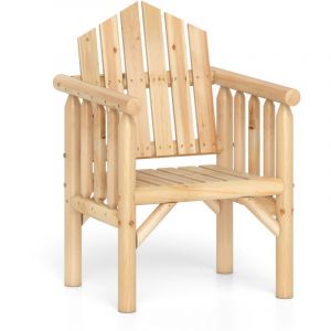 Fauteuil de Jardin avec Accoudoirs Comfortable et Dossier Haut inclin&eacute;, 66 x 62,5 x 98 cm, Charge 150KG pour V&eacute;randa, Arri&egrave;re-cour, Piscine, Naturel