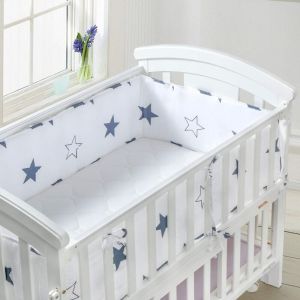 Tour de lit avec schärpen multicolore Housse de protection en lin pour ours en peluche sur l'échelle 180x28cm-Blanc