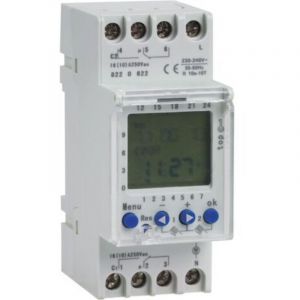 Minuterie double canal AHC822, Horloge Modulaire 220V, 7 jours, 24 heures, Programmateur Piscine Programmable, interrupteur num&eacute;rique &eacute;lectronique